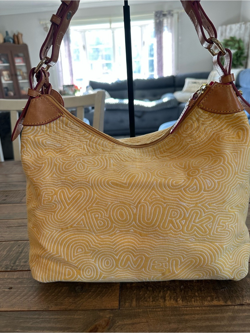 Dooney & Bourke Canvas Swirl Graffiti Bag with Leather Trim - Picture 3 of 8